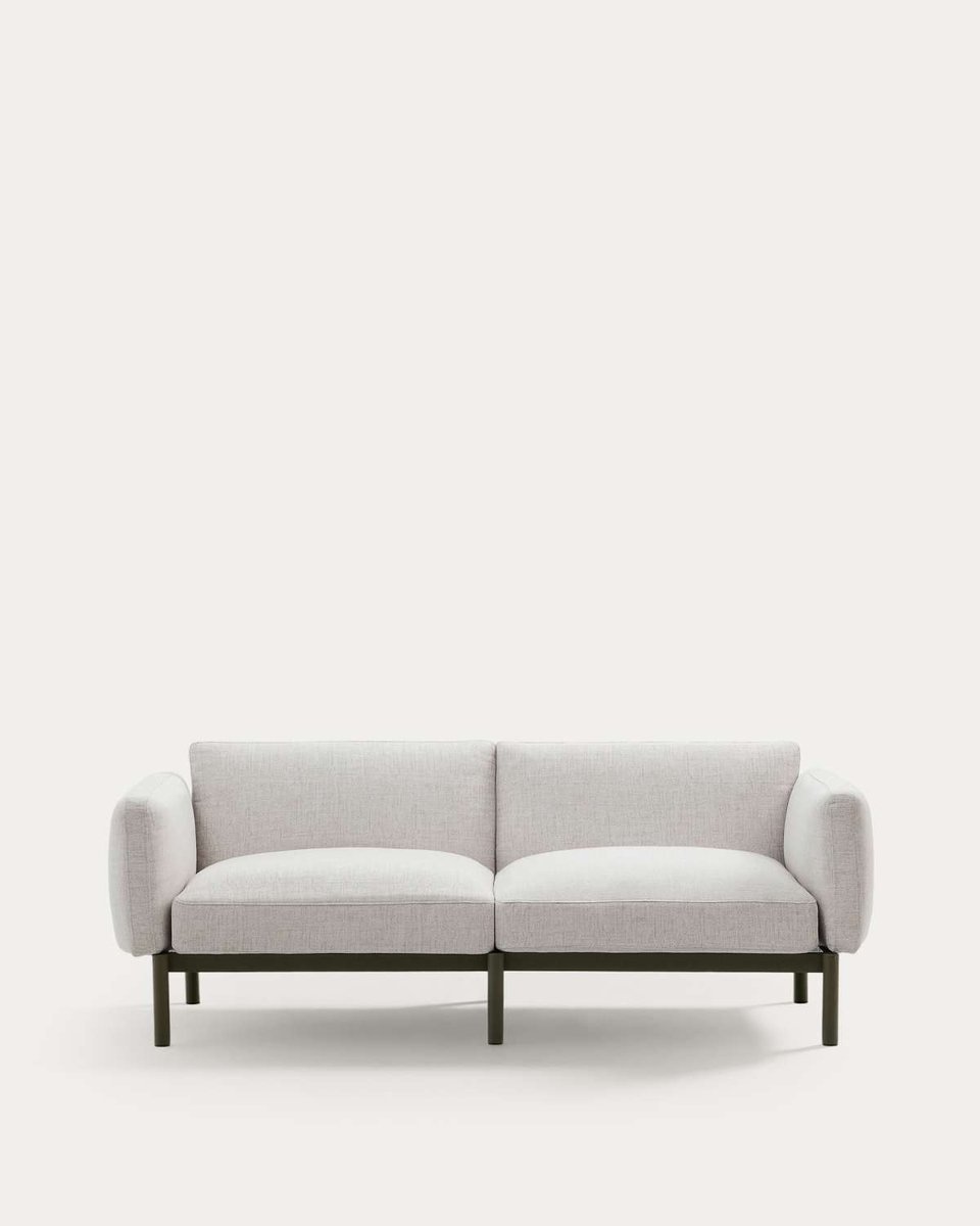 Sofá modular de exterior Sorells 2 plazas con tapizado beige y aluminio verde 201 cm