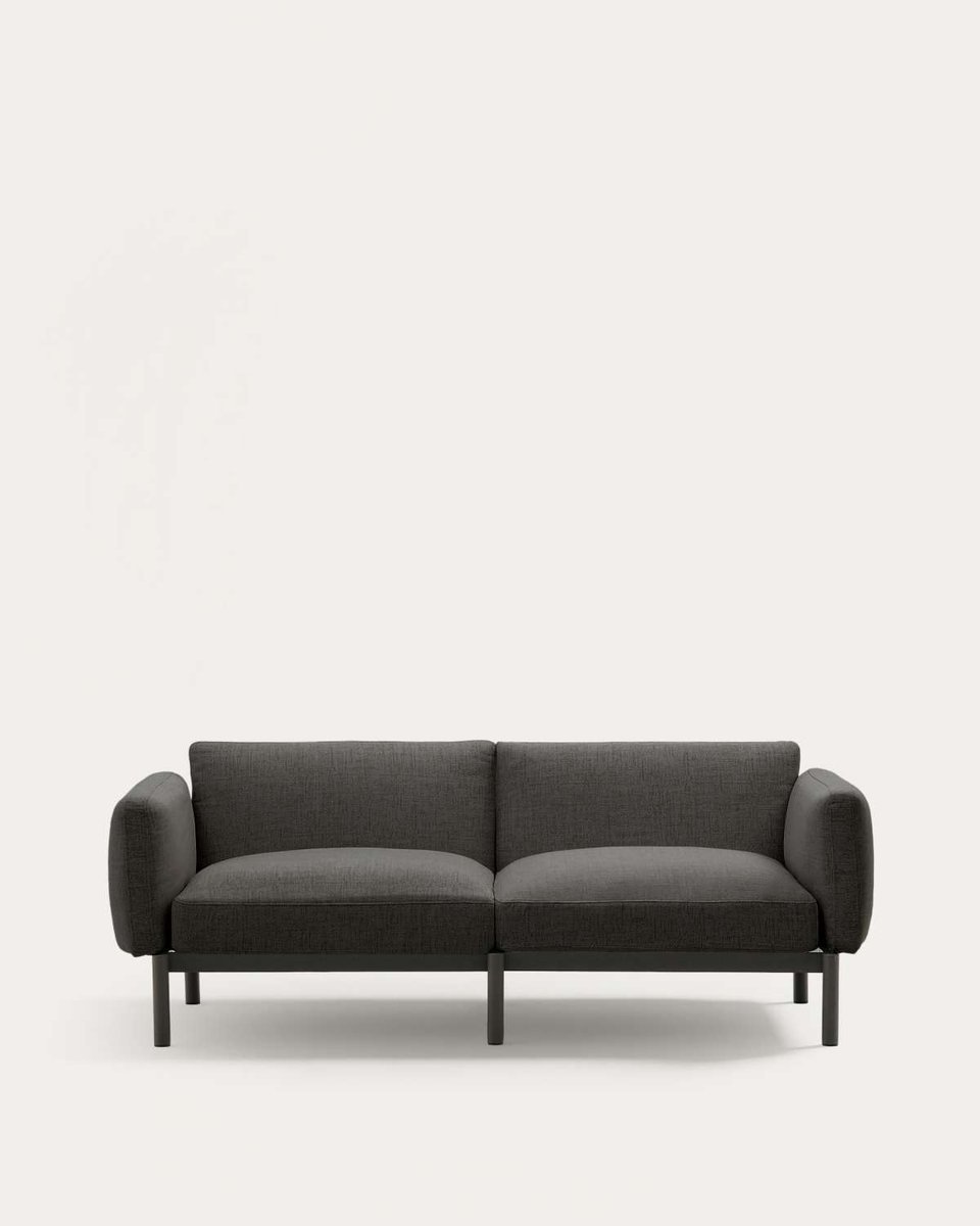 Sofá modular de exterior Sorells 2 plazas con tapizado gris y aluminio gris 201 cm