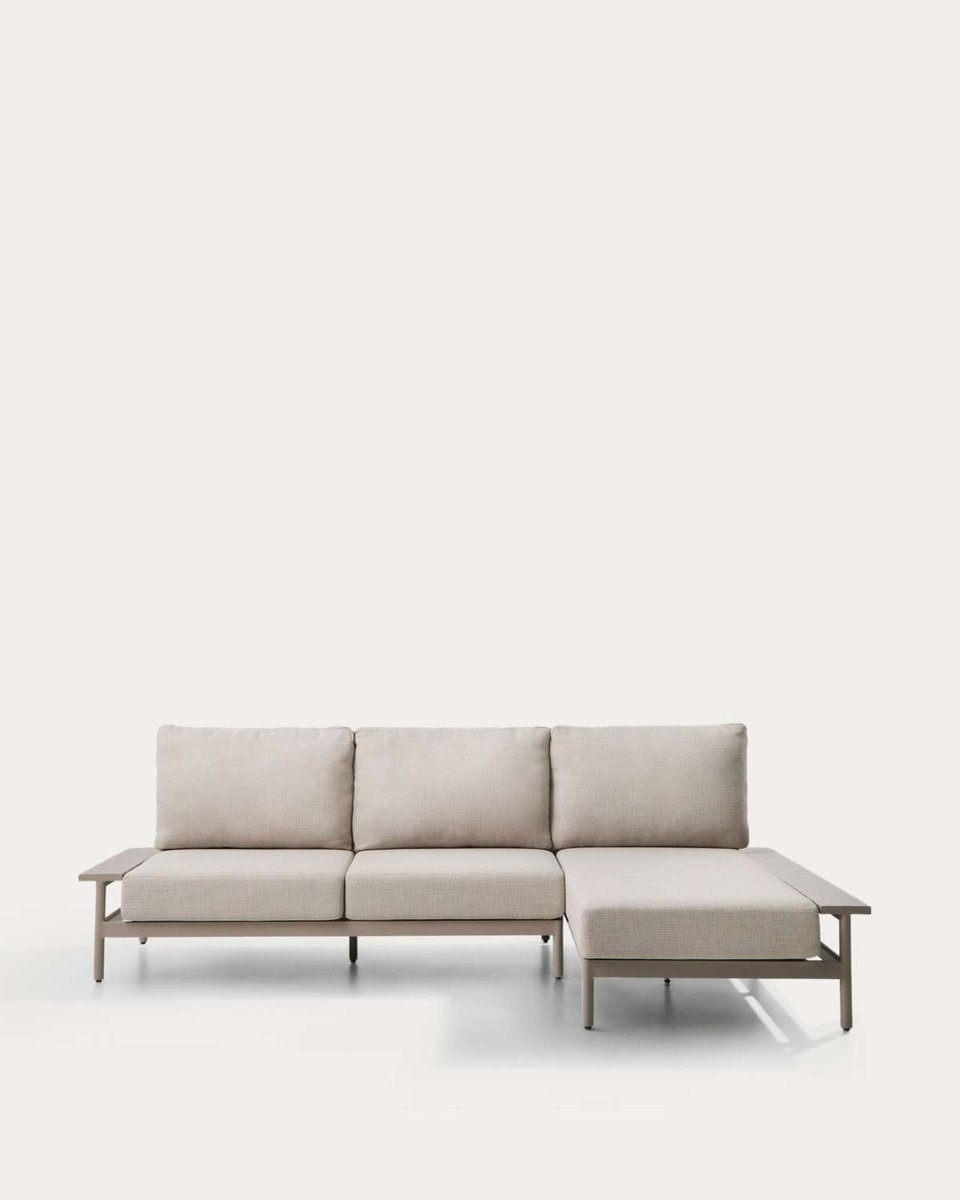Sofá Vathi 3 plazas de aluminio con chaise longue derecho topo 250 x 159 cm