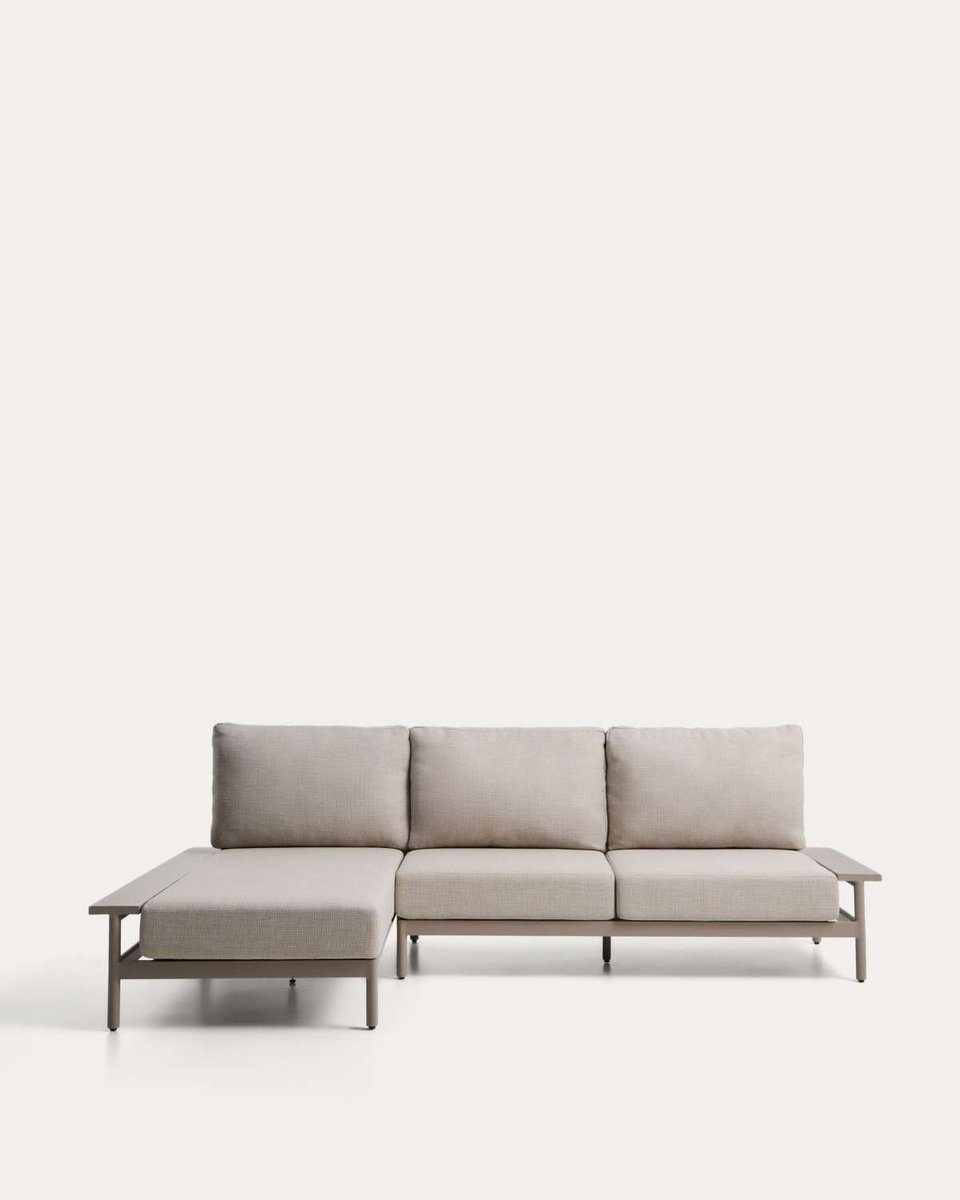 Sofá Vathi 3 plazas de aluminio con chaise longue izquierdo topo 250 x 159 cm