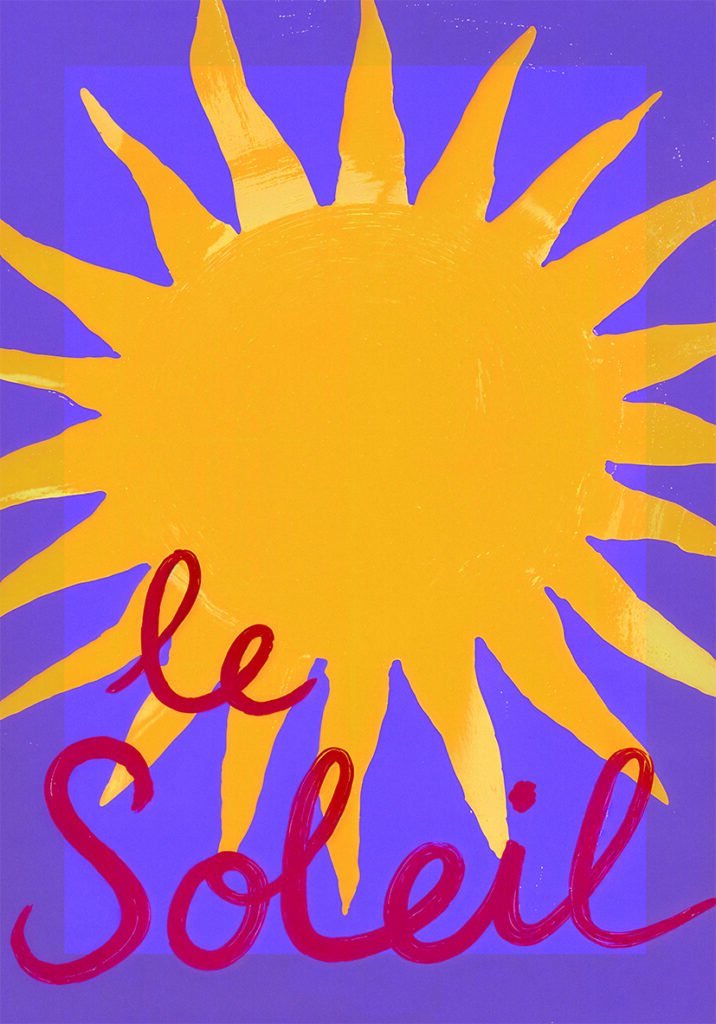 Sol ilustrado con mensaje tipográfico