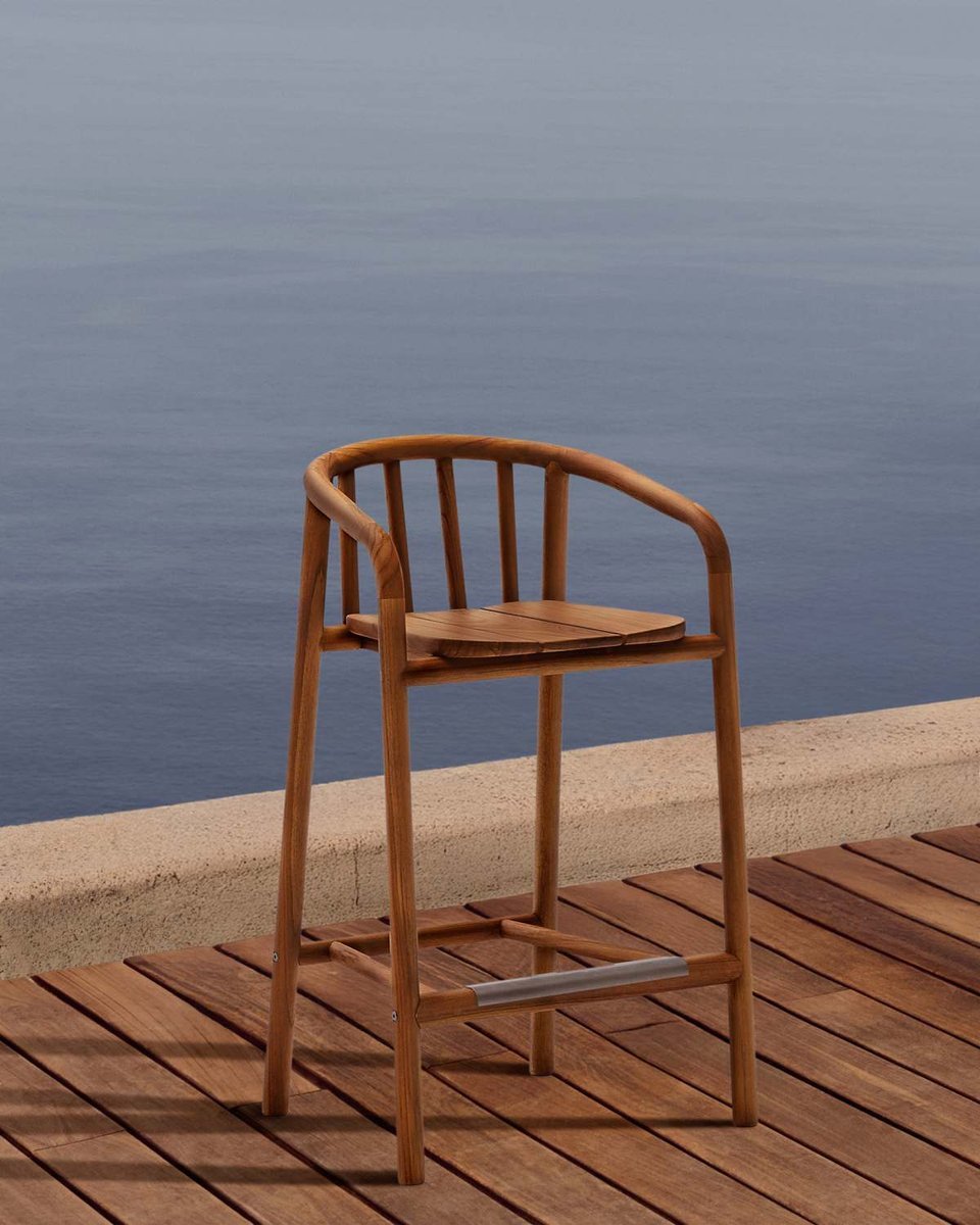 Taburete de exterior Turqueta de madera maciza de teca FSC 100% altura 65 cm