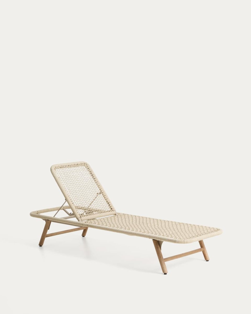 Tumbona Dandara de acero, cuerda crudo y patas de madera maciza de acacia FSC 100%