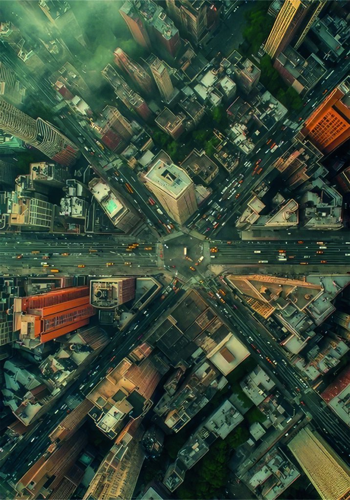 Vista Aérea de Cruce Urbano